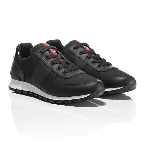 prada match race panelled rubber mesh and leather sneakers